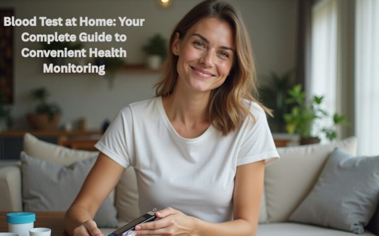 Phlebotomist collecting a blood sample during a blood test at home